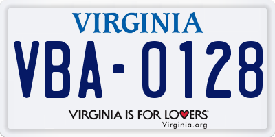 VA license plate VBA0128