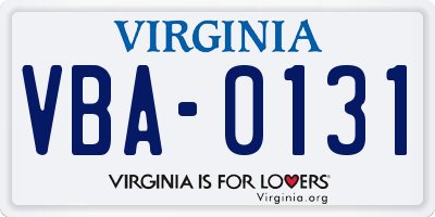 VA license plate VBA0131