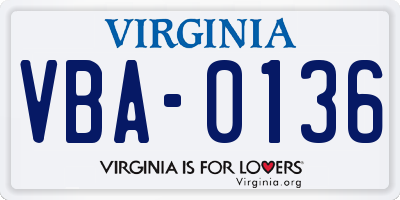 VA license plate VBA0136