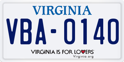 VA license plate VBA0140