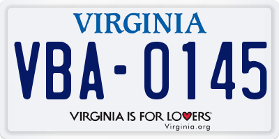 VA license plate VBA0145