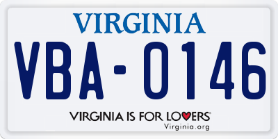 VA license plate VBA0146