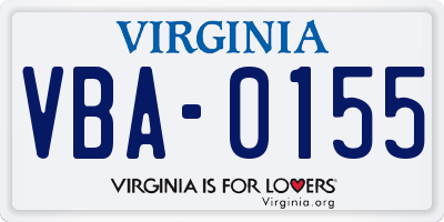 VA license plate VBA0155