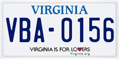 VA license plate VBA0156