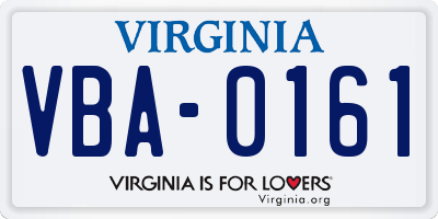 VA license plate VBA0161