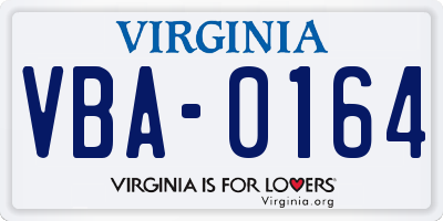 VA license plate VBA0164
