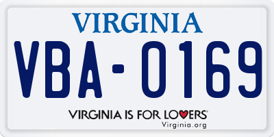 VA license plate VBA0169