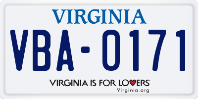 VA license plate VBA0171