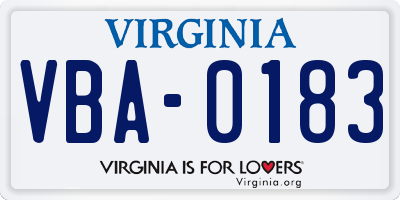 VA license plate VBA0183