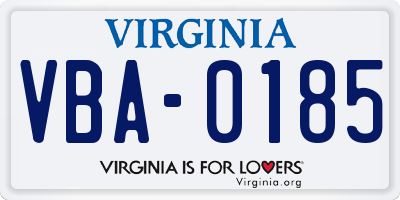 VA license plate VBA0185