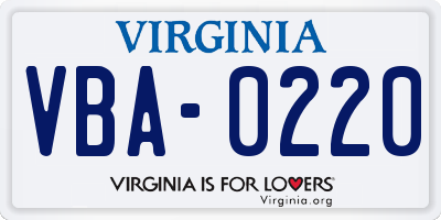 VA license plate VBA0220