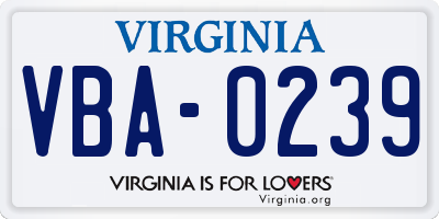 VA license plate VBA0239