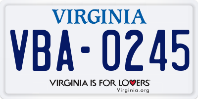 VA license plate VBA0245