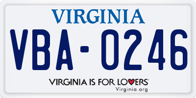 VA license plate VBA0246