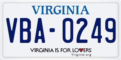 VA license plate VBA0249