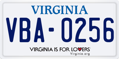 VA license plate VBA0256