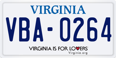 VA license plate VBA0264