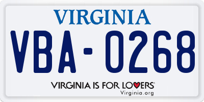 VA license plate VBA0268