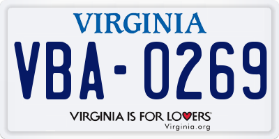 VA license plate VBA0269