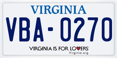 VA license plate VBA0270