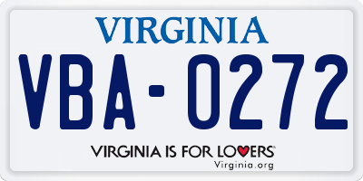 VA license plate VBA0272