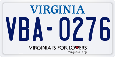 VA license plate VBA0276