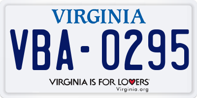 VA license plate VBA0295