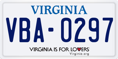 VA license plate VBA0297