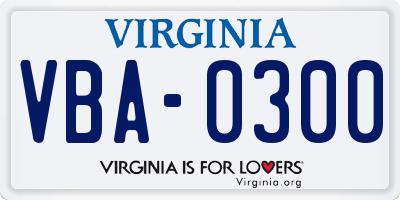 VA license plate VBA0300