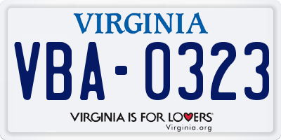 VA license plate VBA0323