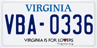 VA license plate VBA0336