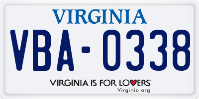 VA license plate VBA0338