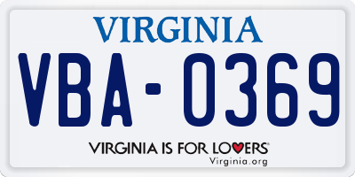 VA license plate VBA0369