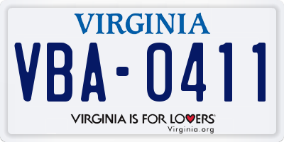 VA license plate VBA0411