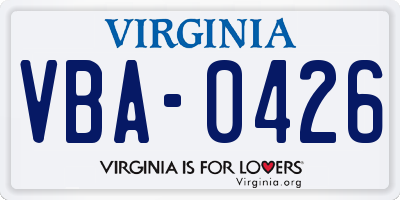 VA license plate VBA0426