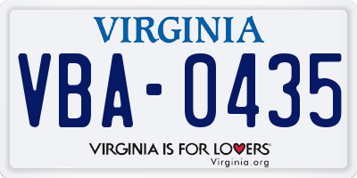 VA license plate VBA0435