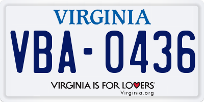 VA license plate VBA0436