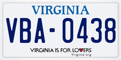 VA license plate VBA0438