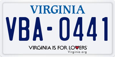 VA license plate VBA0441