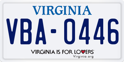 VA license plate VBA0446