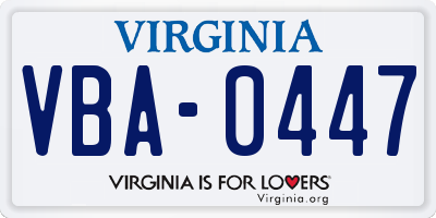VA license plate VBA0447