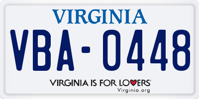 VA license plate VBA0448