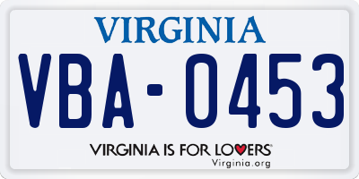 VA license plate VBA0453