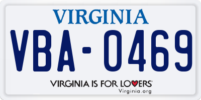 VA license plate VBA0469