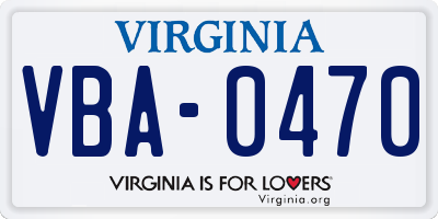VA license plate VBA0470