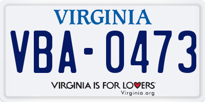 VA license plate VBA0473