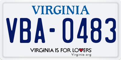 VA license plate VBA0483
