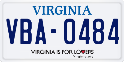 VA license plate VBA0484
