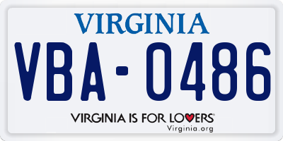VA license plate VBA0486