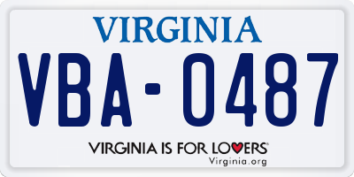 VA license plate VBA0487